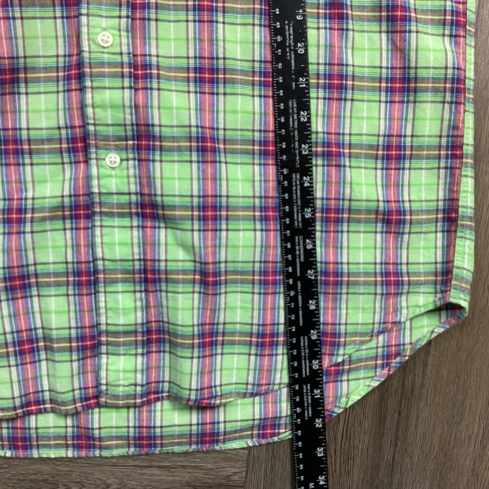 Vintage Ralph Lauren Blake Plaid Short Shirt Mens Medium Green Red Preppy Classy - Picture 7 of 7